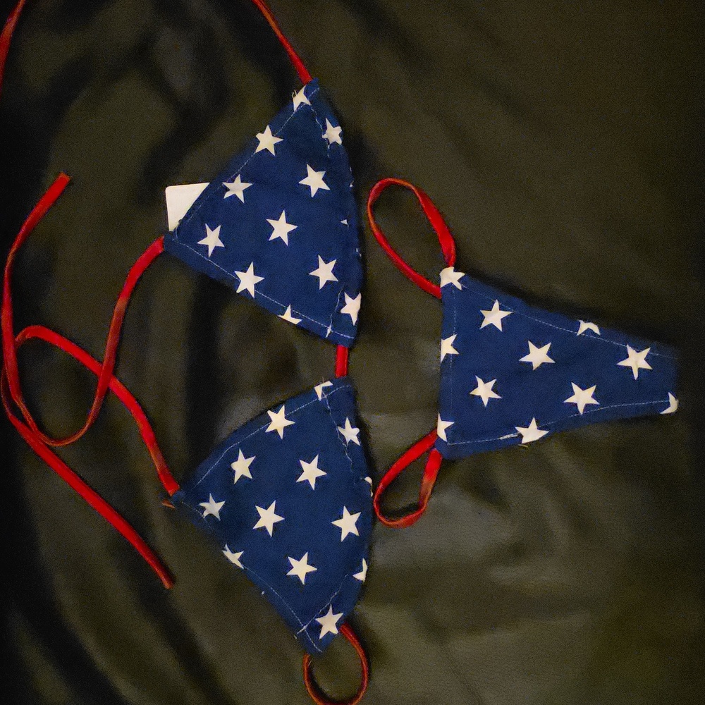 Sexy American Flag Swimsuit Triangle Top And Thong With Coverup 3 Piece - Picture 3 of 11